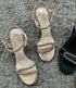 Shimmer Buckle Strap Heel